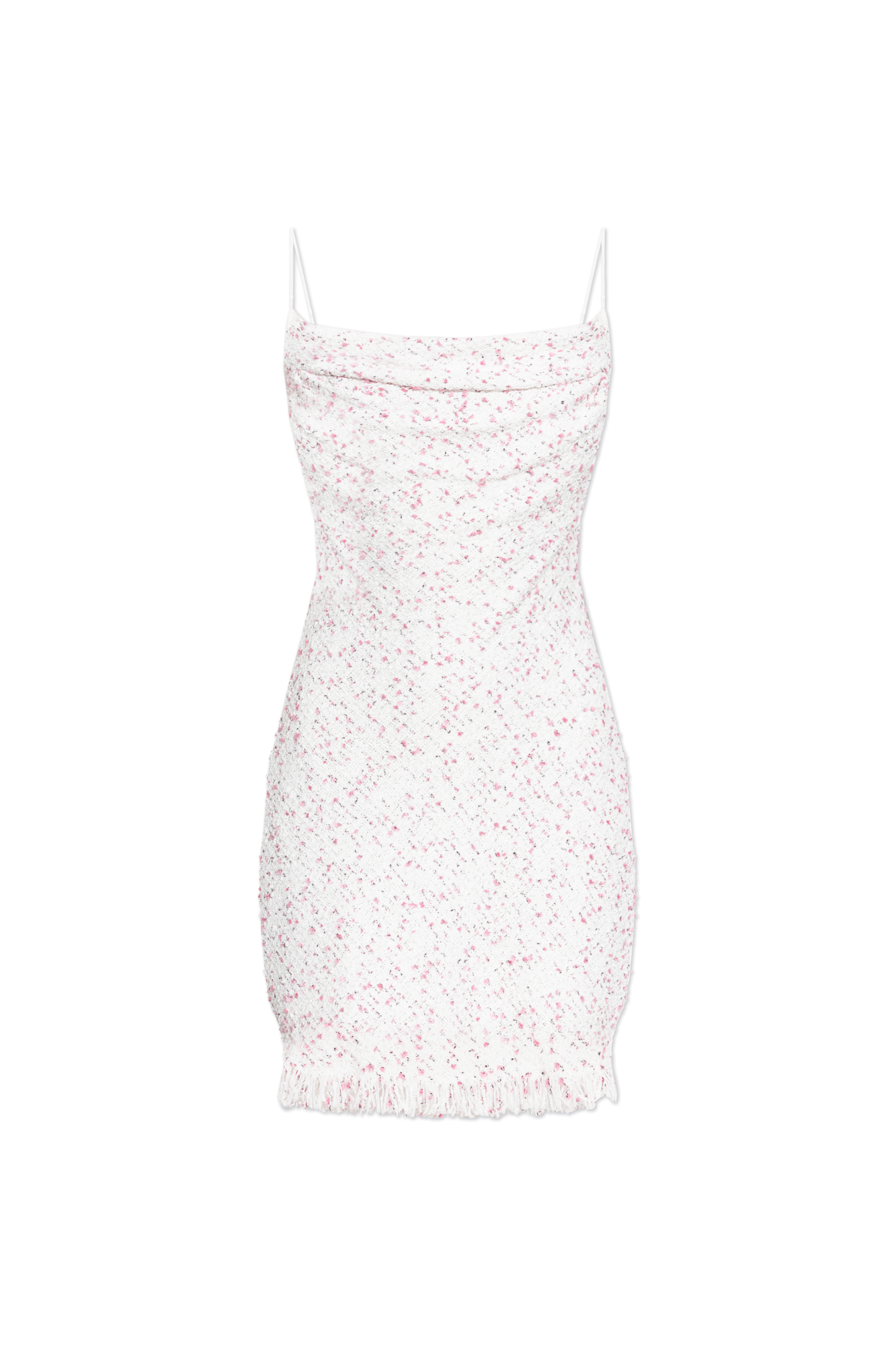 ワンピース Balmain White Knit Dress With Double Straps Balmain Deep V-Neck White Cocktail Knit Dress - Runway Catalog